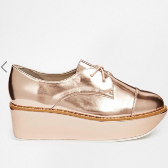gold flatform shoes